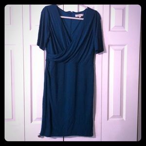 LOFT Teal Faux Wrap Dress Medium
